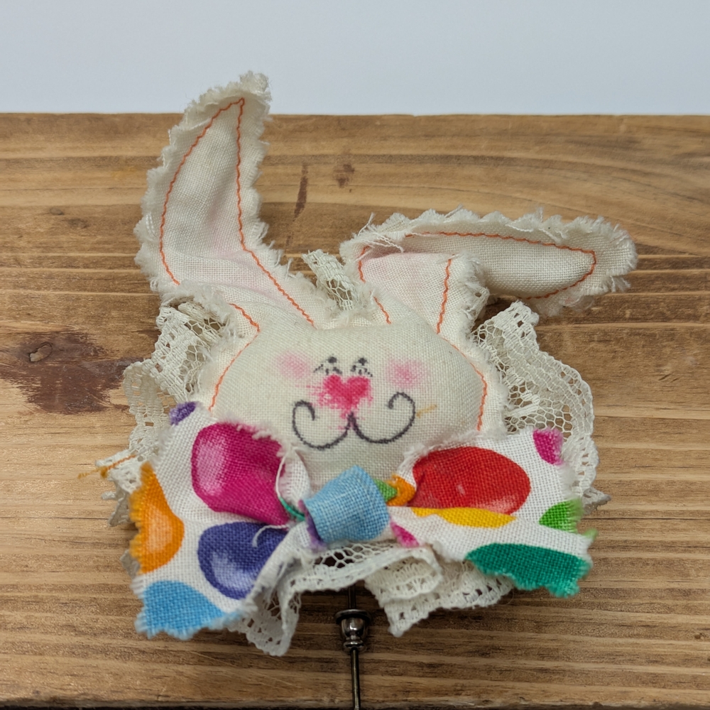 Charming Bunny Brooch with Colorful Bow